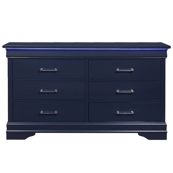 Global Furniture Usa Traditional Glam Rich Blue W /LED Charlie Blue Dresser With Led 720 - main
